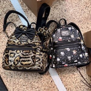 Loungefly Disneyland Leopard Sequin & Hello Kitty Heart Logo Astrology backpacks